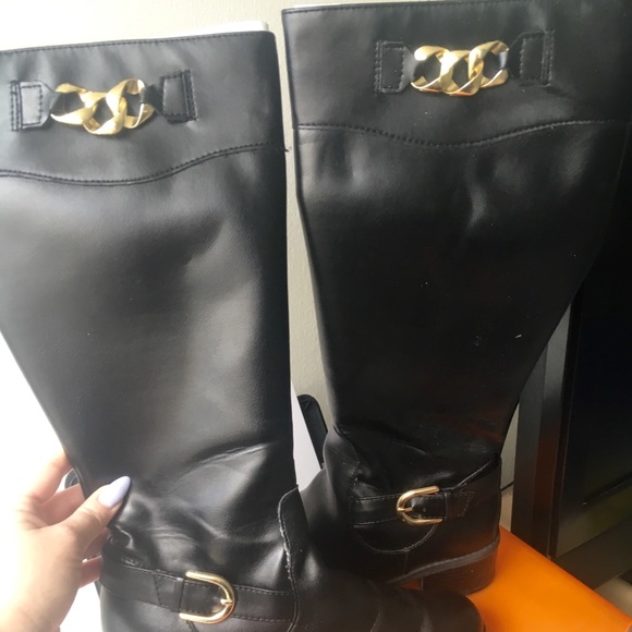 black wide calf boots size 8